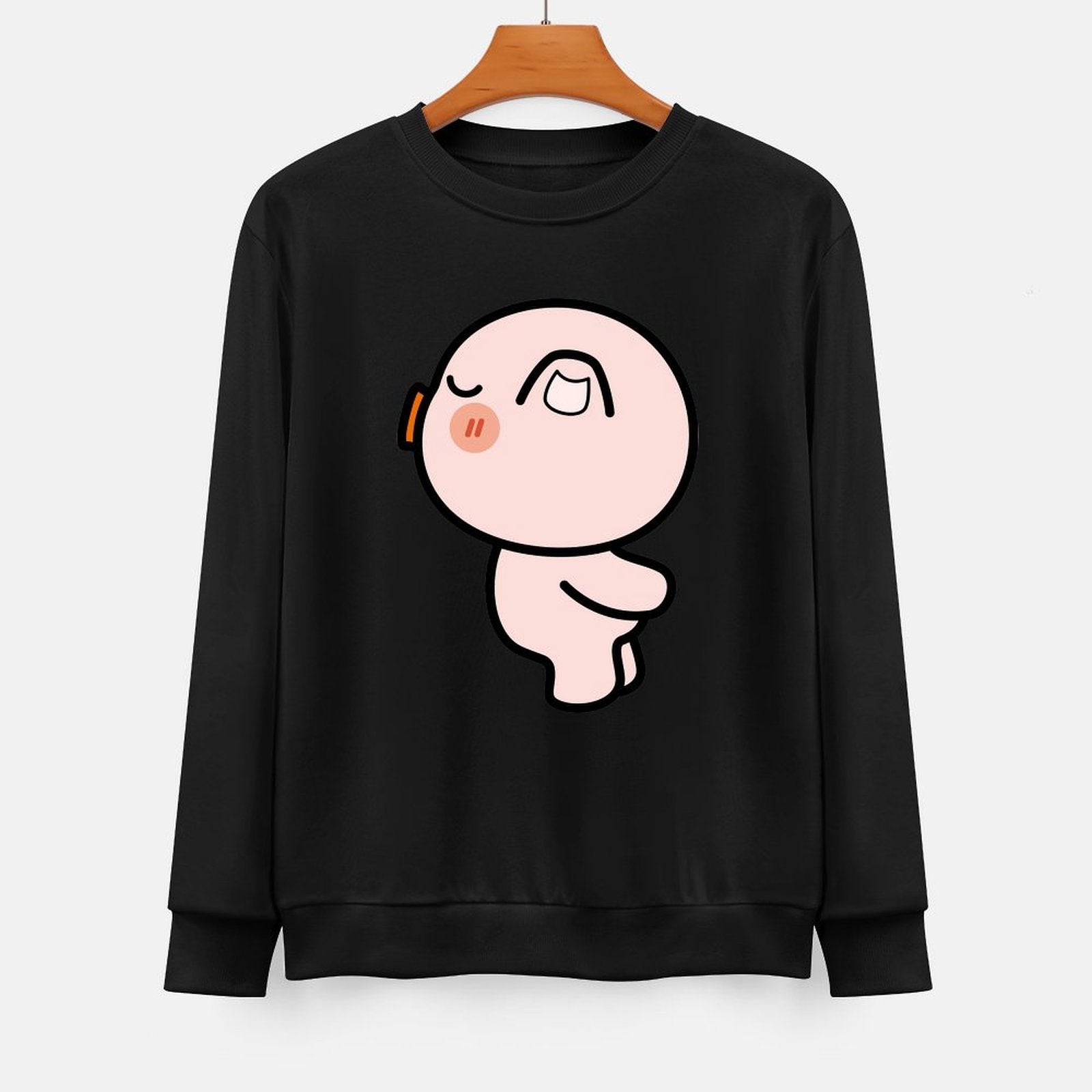 Front Patterned Long Sleeve TopFitted Plain